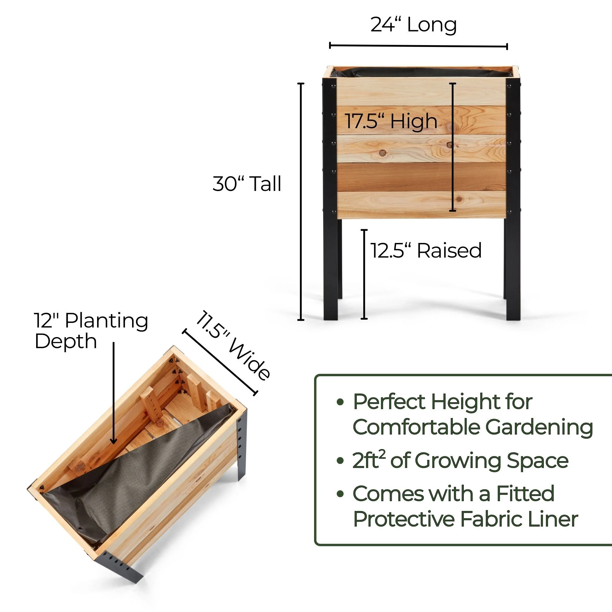 11.5″ x 24″ Raised Garden Bed - 30" TALL / Select Grade - Image 6