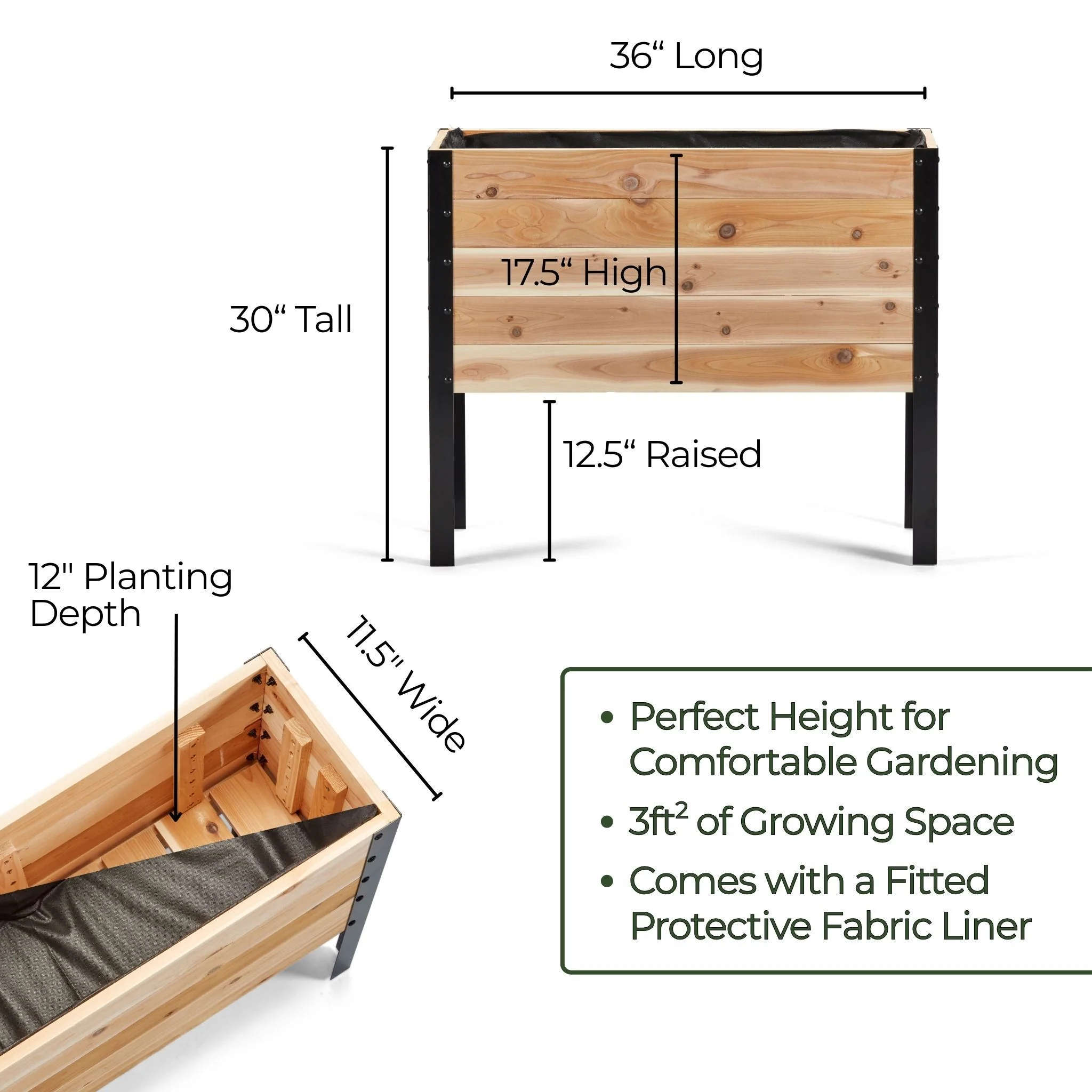 11.5" x 36" Raised Garden Bed - 30" TALL / Select Grade - Image 6