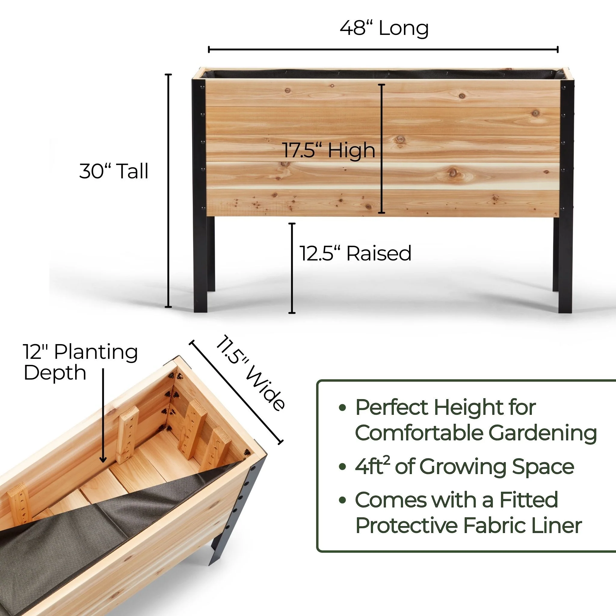 11.5" x 48" Raised Garden Bed - 30" TALL / Garden Grade - Image 6