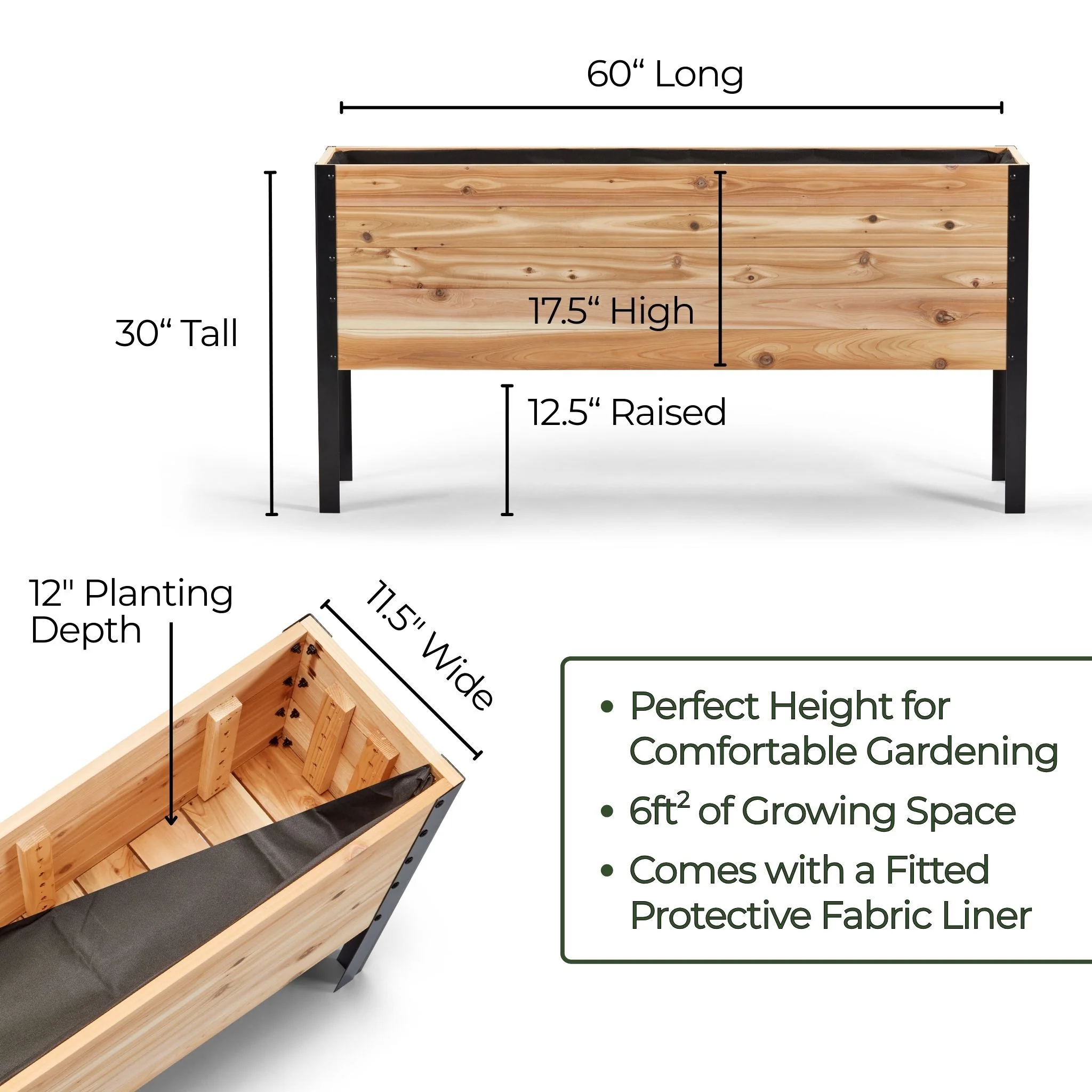 11.5" x 48" Raised Garden Bed - 30" TALL - Select Grade - Image 6