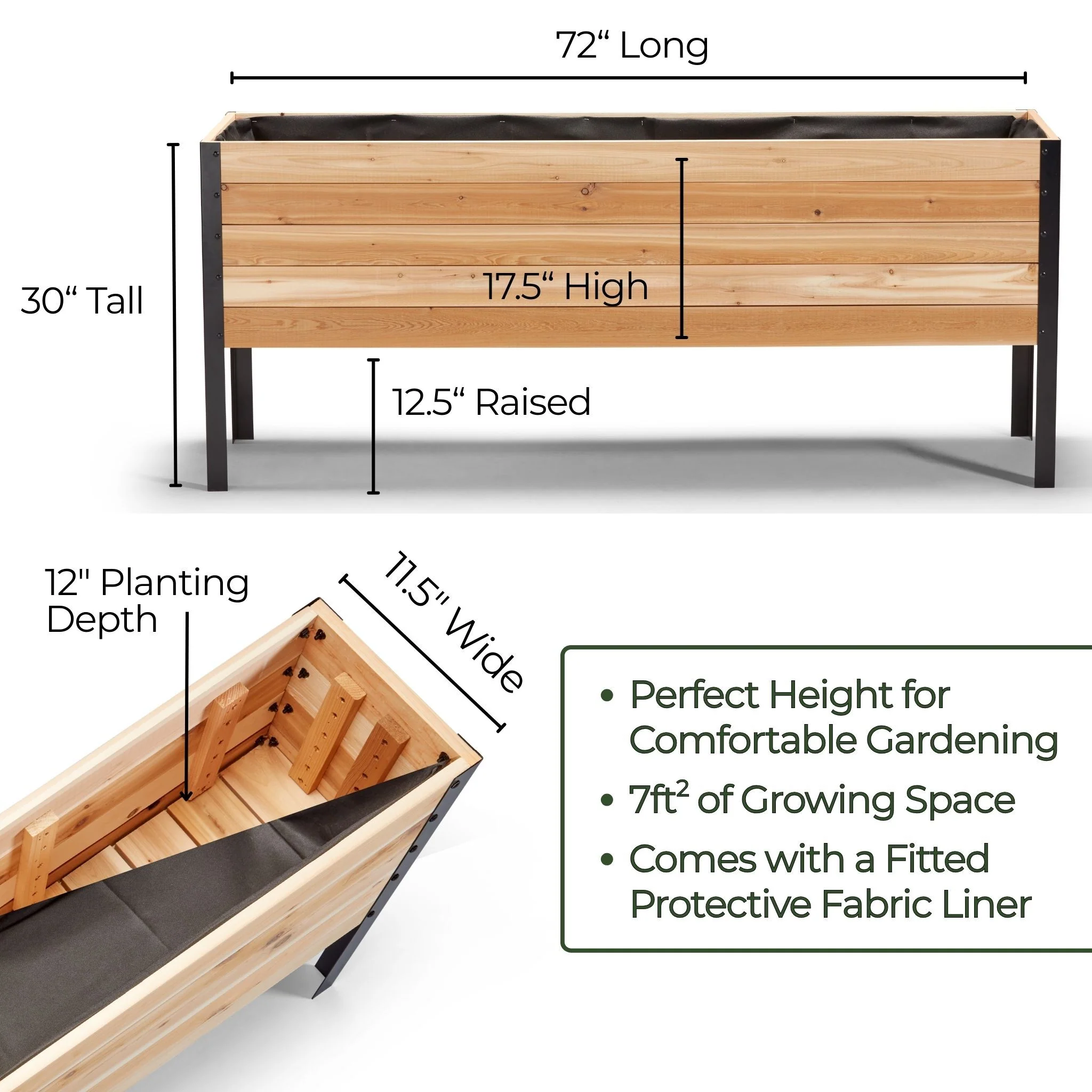 11.5" x 72" Raised Garden Bed - 30" TALL / Select Grade - Image 6