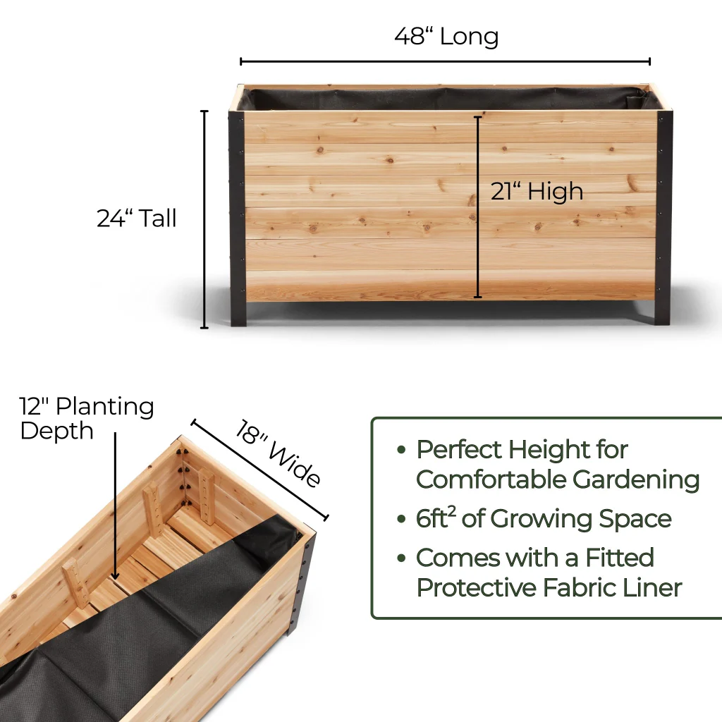 18" x 48" Planter Box - 24" TALL / Garden Grade - Image 4