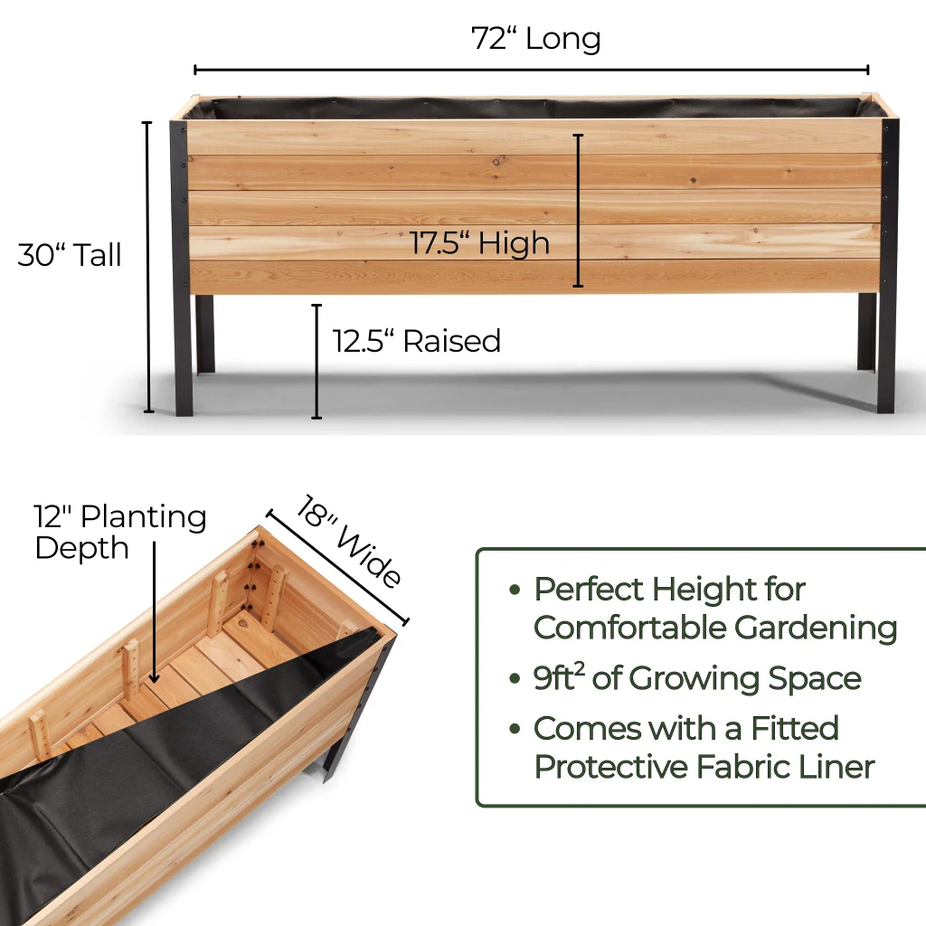 18" x 72" Raised Garden Bed - 30" TALL / Select Grade - Image 4